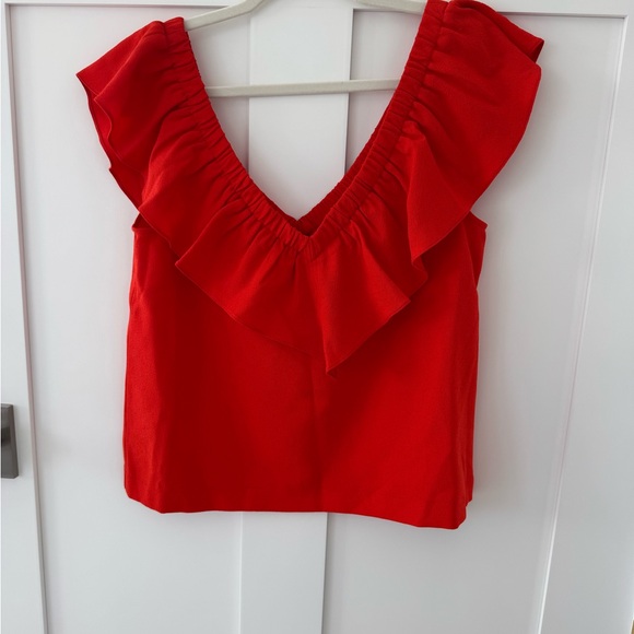 Red Ruffled Women's Top - Picture 2 of 7